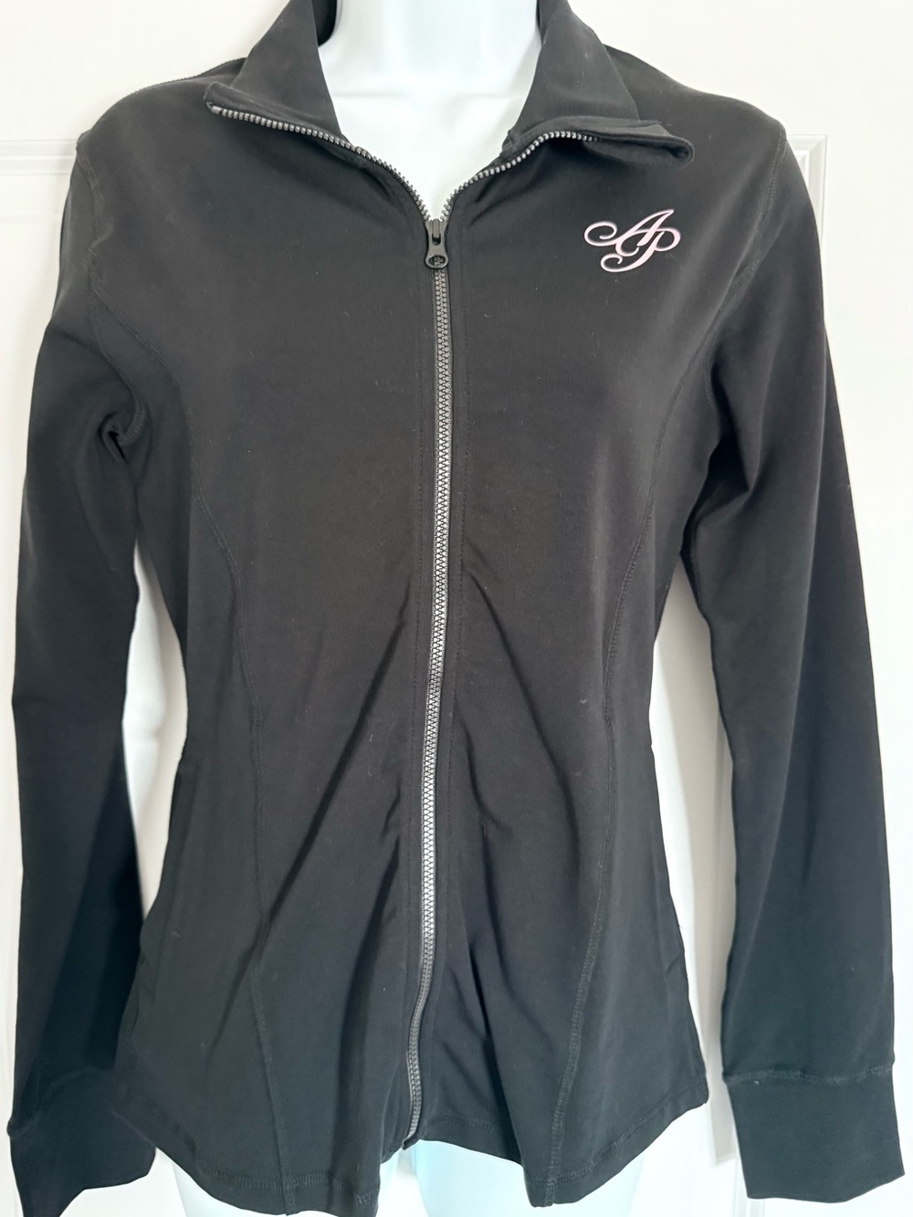 Agent Provocateur Black Zip-Front Track Jacket with Pink AP Logo